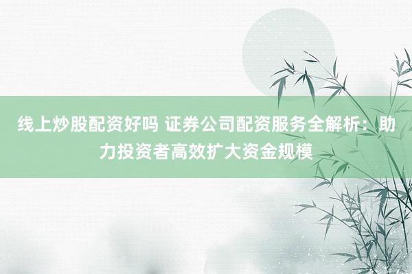 线上炒股配资好吗 证券公司配资服务全解析：助力投资者高效扩大资金规模