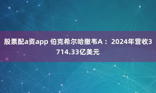 股票配a资app 伯克希尔哈撒韦A :2024年营收3714.33亿美元